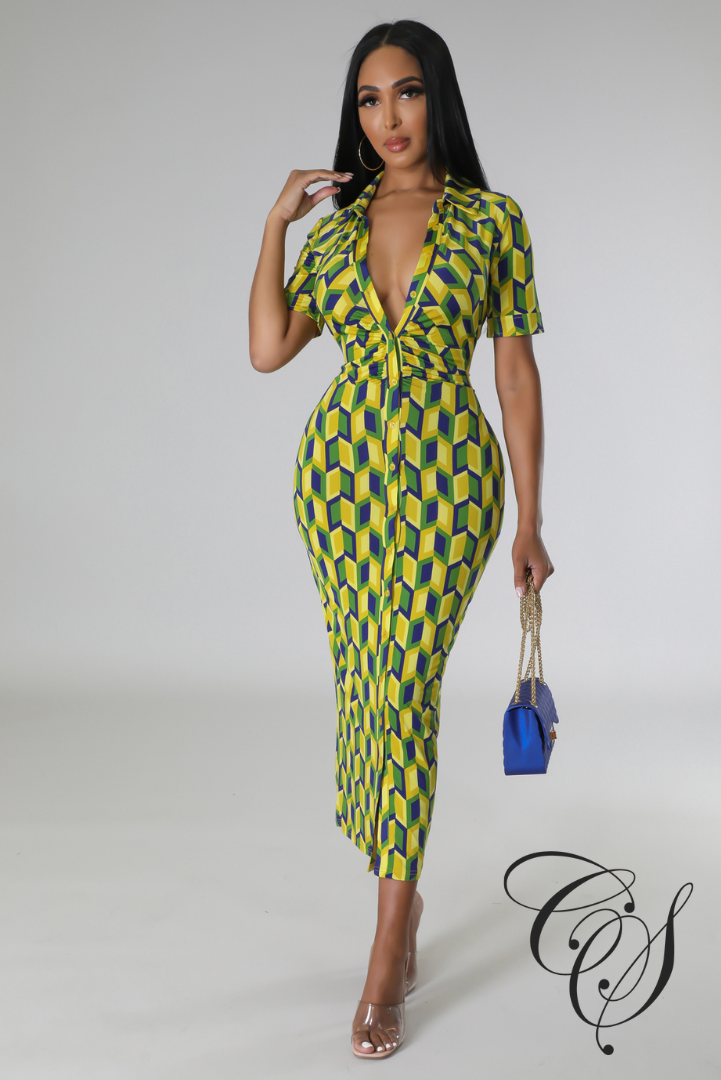 Alysia Geometric Print Dress