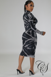 Eboni Monochrome Tie Dye Bodycon Dress