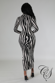 Fernanda Zebra Print Midi Dress