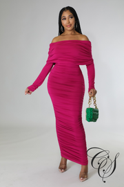 Luna Bardot Long Sleeve Maxi Dress