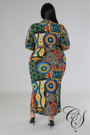 Mandy Tribal Print Midaxi Dress