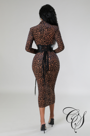 Venera Leopard Print Corset Maxi Dress