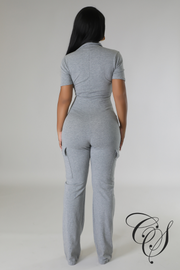 Xavia Zip Front Collar Detail Jumpsuit