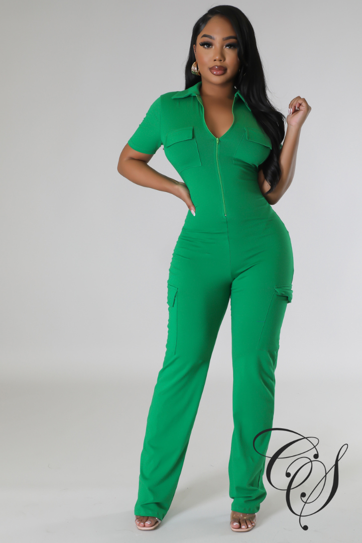 Xavia Zip Front Collar Detail Jumpsuit