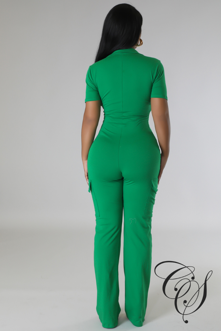 Xavia Zip Front Collar Detail Jumpsuit