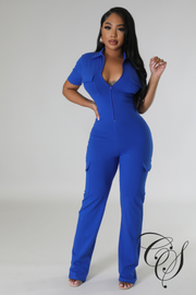 Xavia Zip Front Collar Detail Jumpsuit