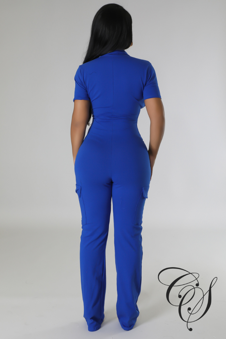 Xavia Zip Front Collar Detail Jumpsuit