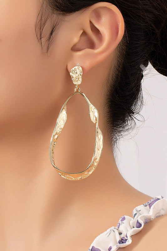 Tori Statement Hammered Twisted Metal Hoop Earrings