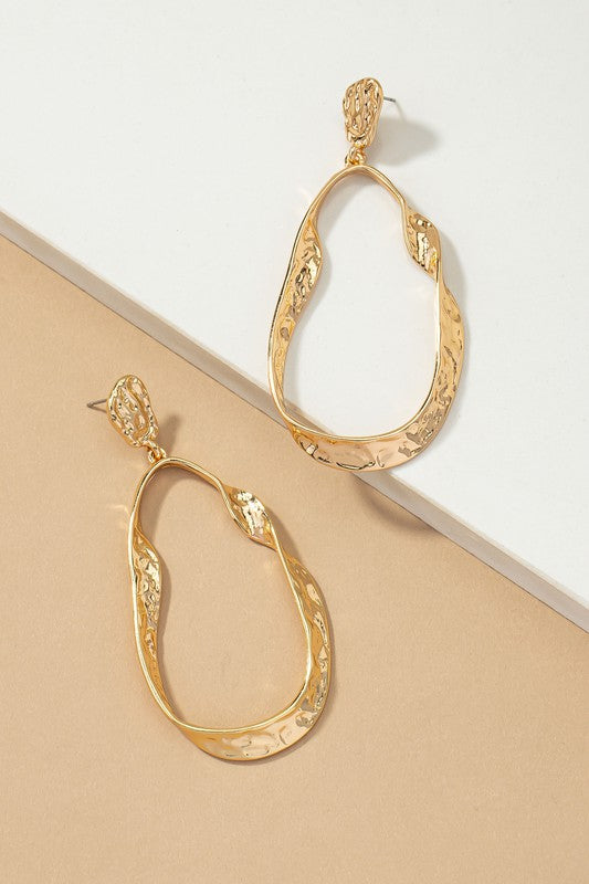 Tori Statement Hammered Twisted Metal Hoop Earrings