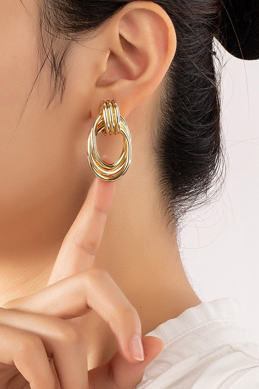 Zarina Trio Metal Knot and Hoop Earrings