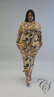 Shadora Mable Print High Neck Bodycon Dress