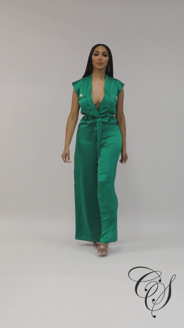 Lani Sleeveless Satin Jumpsuit