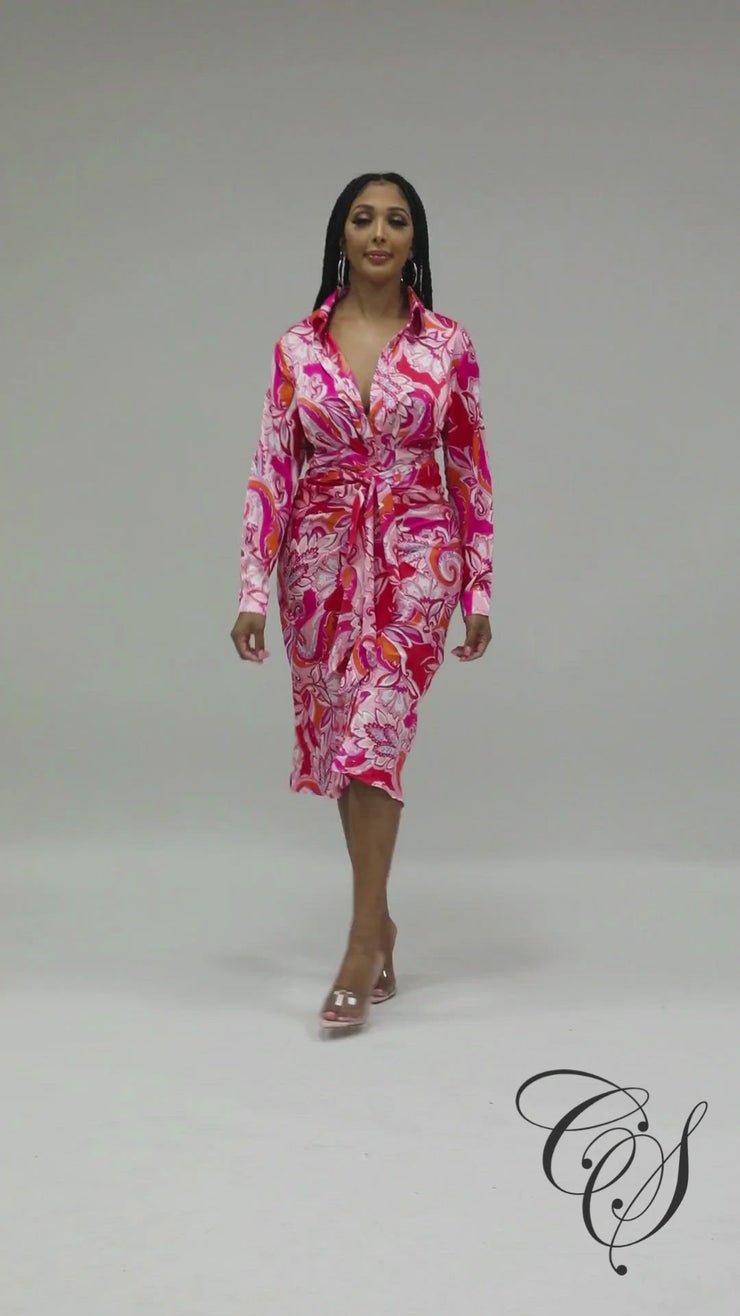 Phoebe Paisley Print Satin Dress