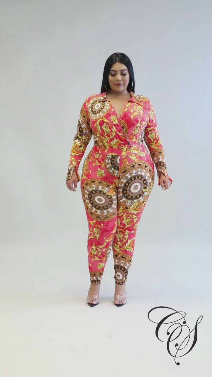 Charisma Baroque Print Bodysuit Legging Set
