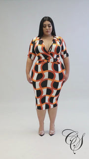 Mia Art Deco Print Dress