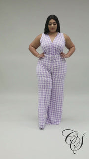 Tyonna Lilac Houndstooth Jumpsuit