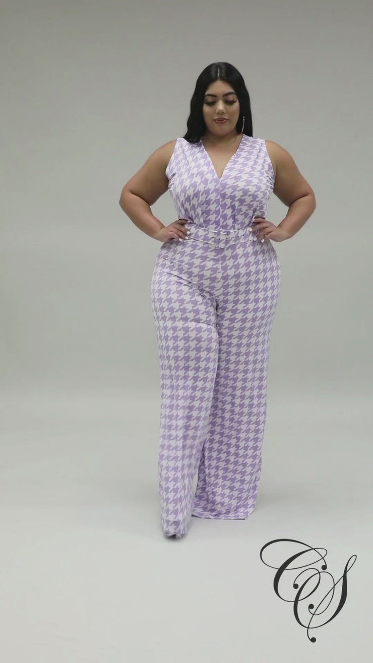 Tyonna Lilac Houndstooth Jumpsuit