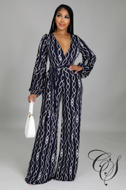 Abigail Monochrome Chain Print Jumpsuit