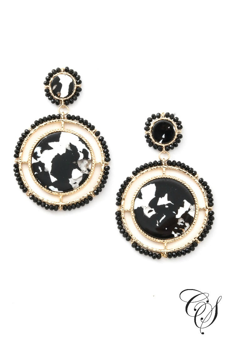Acetate and Beaded Disc Drop Earrings, earrings - Designs By Cece Symoné