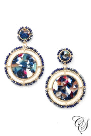 Acetate and Beaded Disc Drop Earrings, earrings - Designs By Cece Symoné