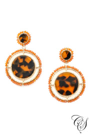 Acetate and Beaded Disc Drop Earrings, earrings - Designs By Cece Symoné