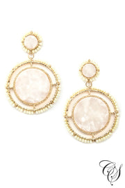 Acetate and Beaded Disc Drop Earrings, earrings - Designs By Cece Symoné