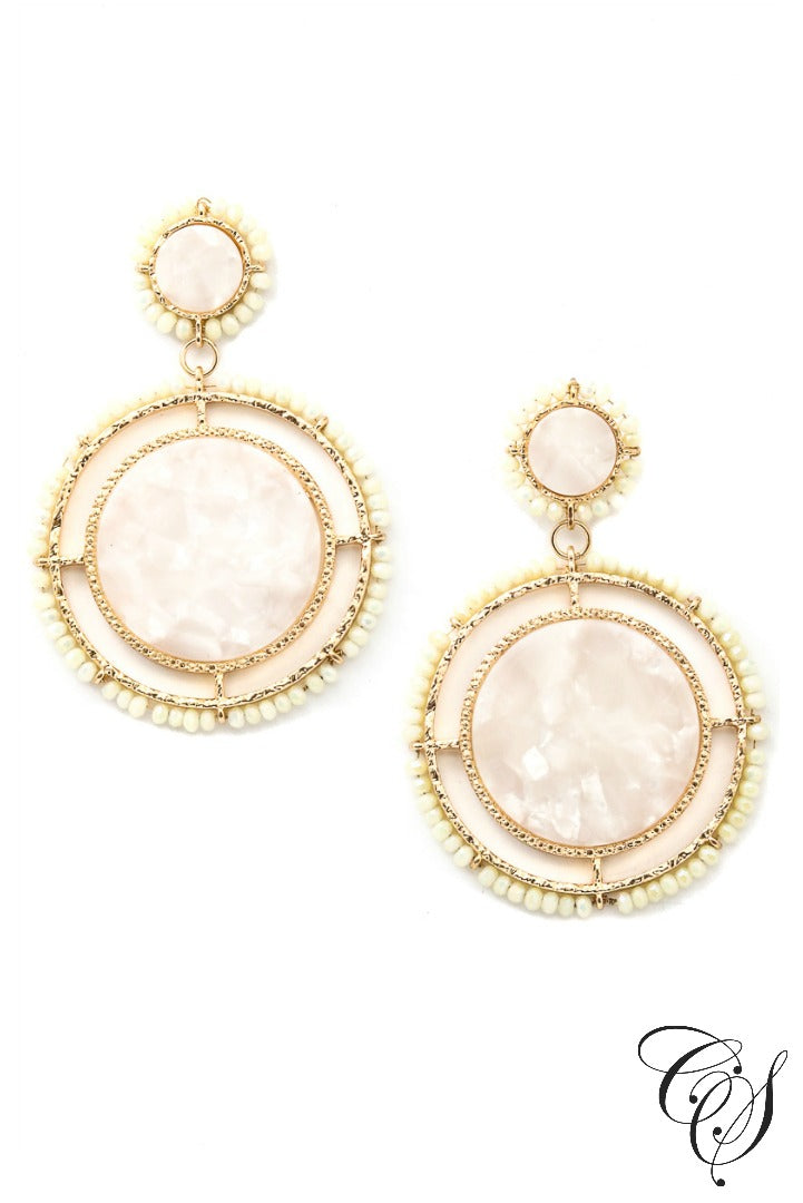 Acetate and Beaded Disc Drop Earrings, earrings - Designs By Cece Symoné