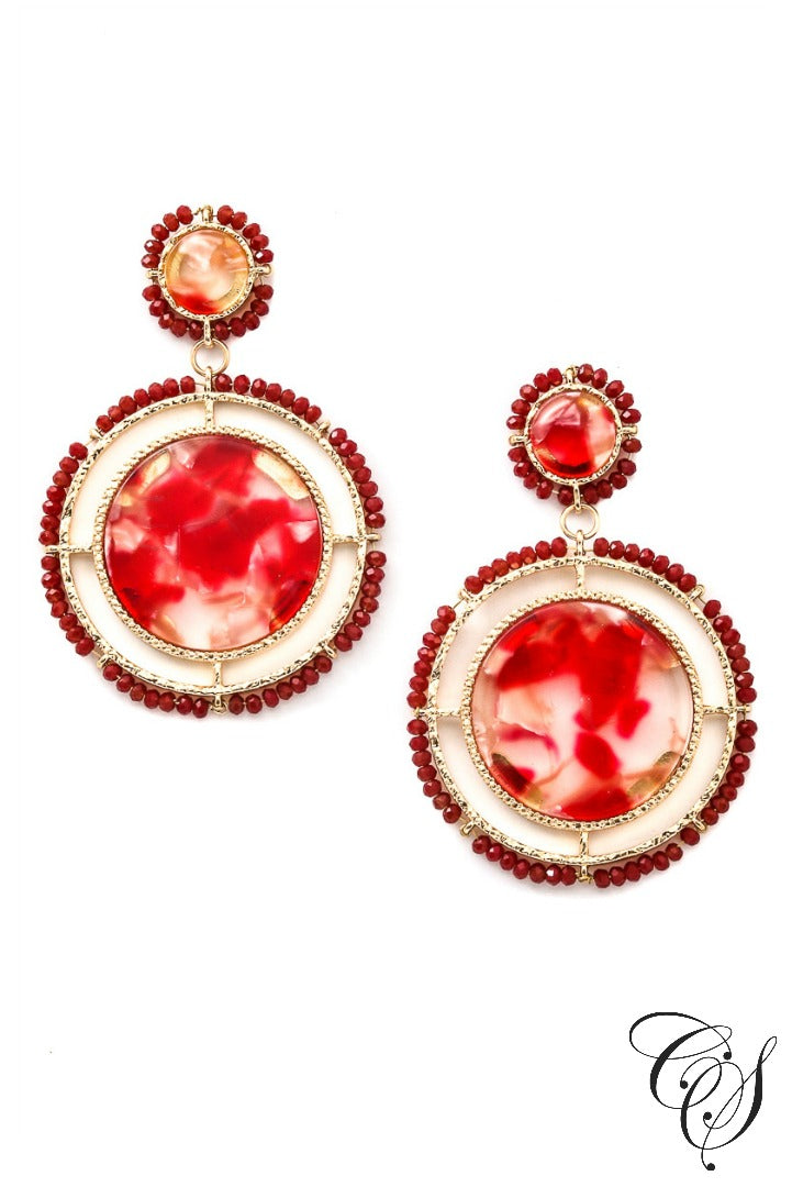 Acetate and Beaded Disc Drop Earrings, earrings - Designs By Cece Symoné