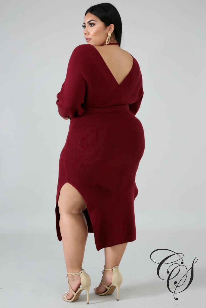 Adanna Slit Sweater Dress, Dresses - Designs By Cece Symoné