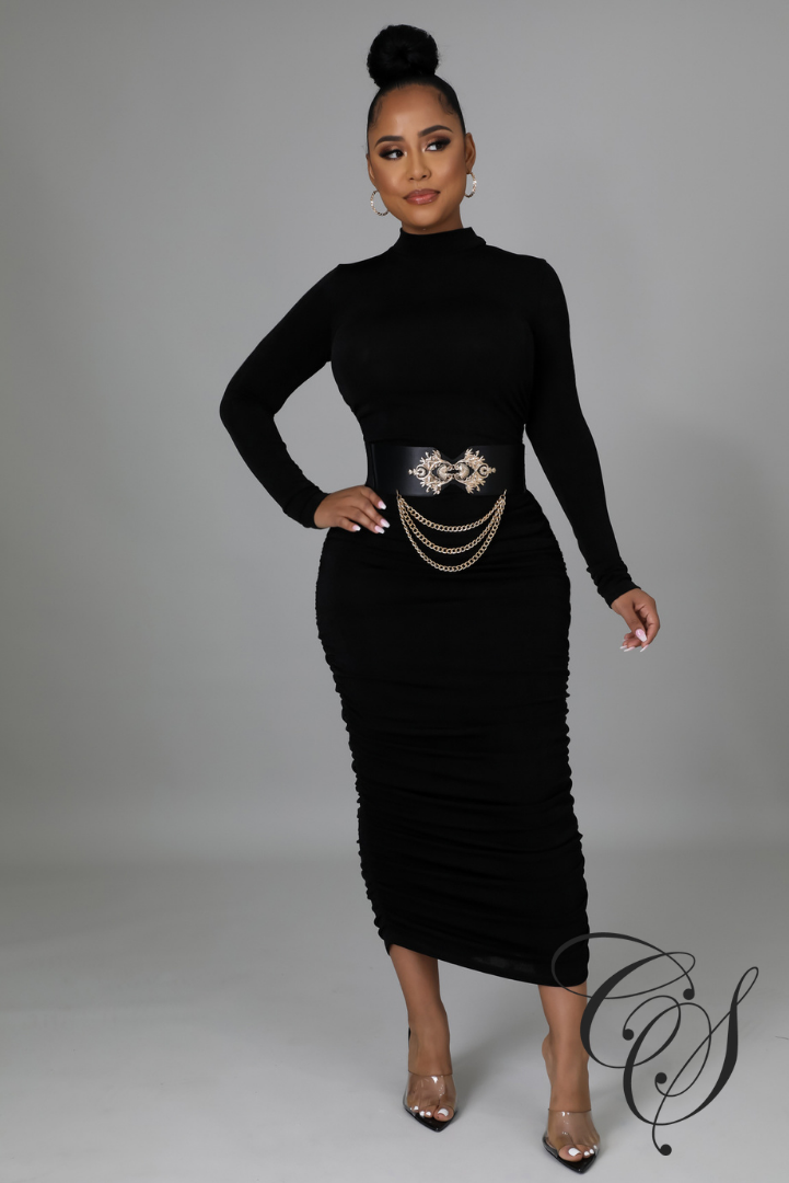 Adessia Long Sleeve Mock Neck Maxi Dress