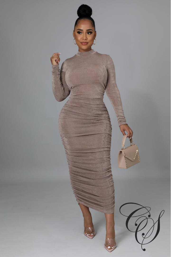 Adessia Long Sleeve Mock Neck Maxi Dress