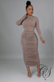 Adessia Long Sleeve Mock Neck Maxi Dress