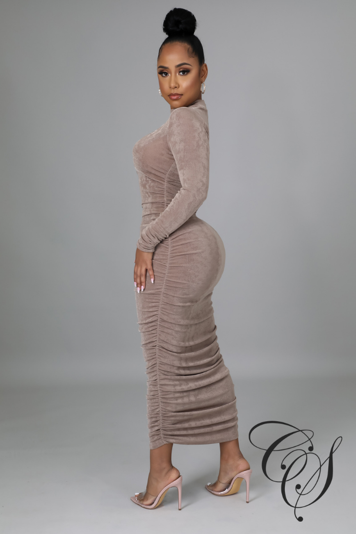 Adessia Long Sleeve Mock Neck Maxi Dress