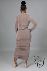 Adessia Long Sleeve Mock Neck Maxi Dress