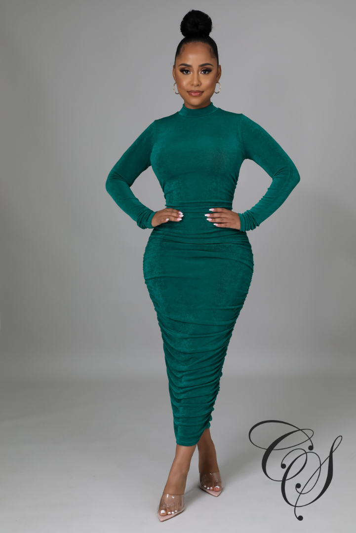 Adessia Long Sleeve Mock Neck Maxi Dress