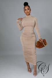 Adessia Long Sleeve Mock Neck Maxi Dress