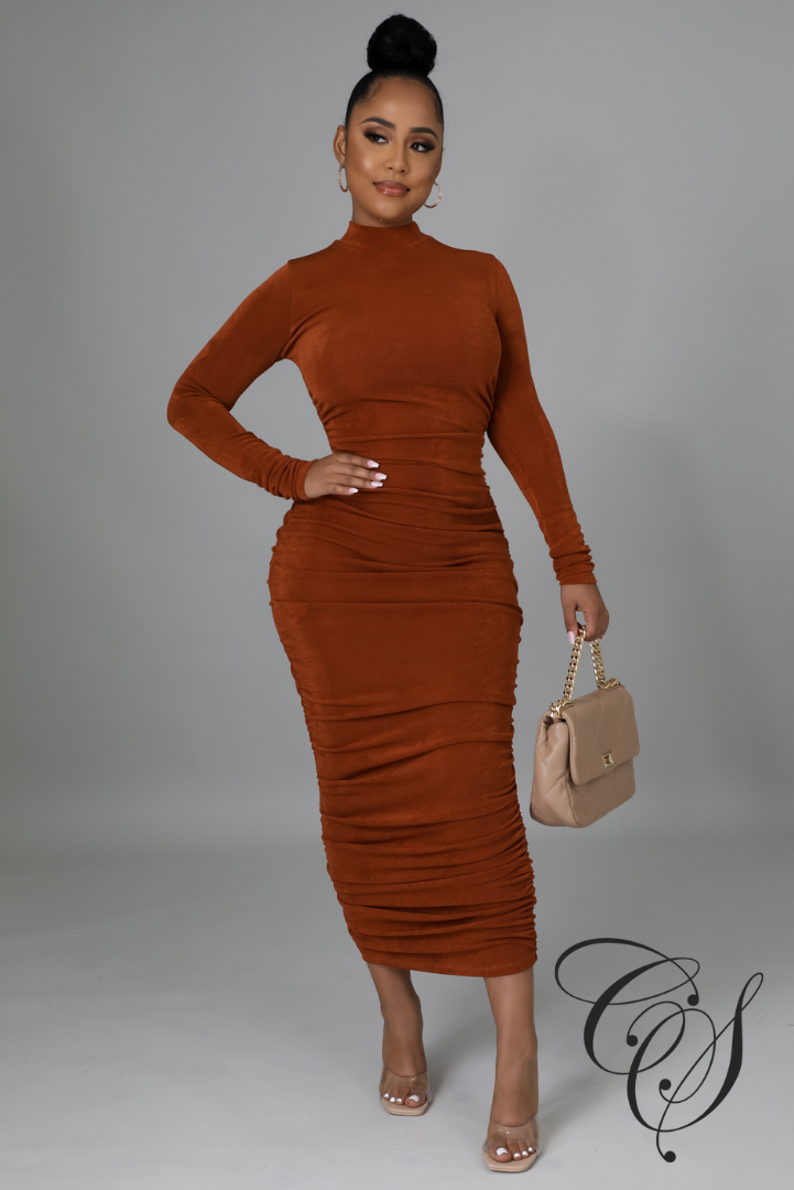 Adessia Long Sleeve Mock Neck Maxi Dress