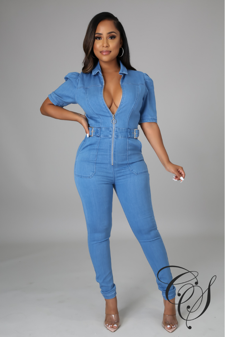 Agatha Bodycon Denim Jumpsuit