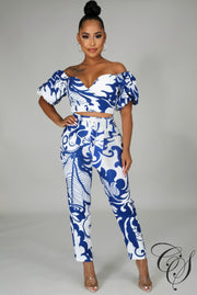 Alivia Off Shoulder Puff Sleeve Top and Pants Set
