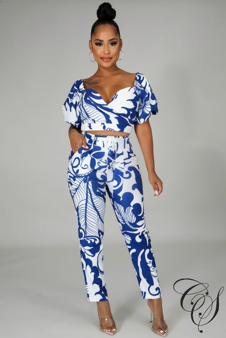 Alivia Off Shoulder Puff Sleeve Top and Pants Set