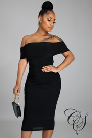 Paris Bardot Ruched Bodycon Dress