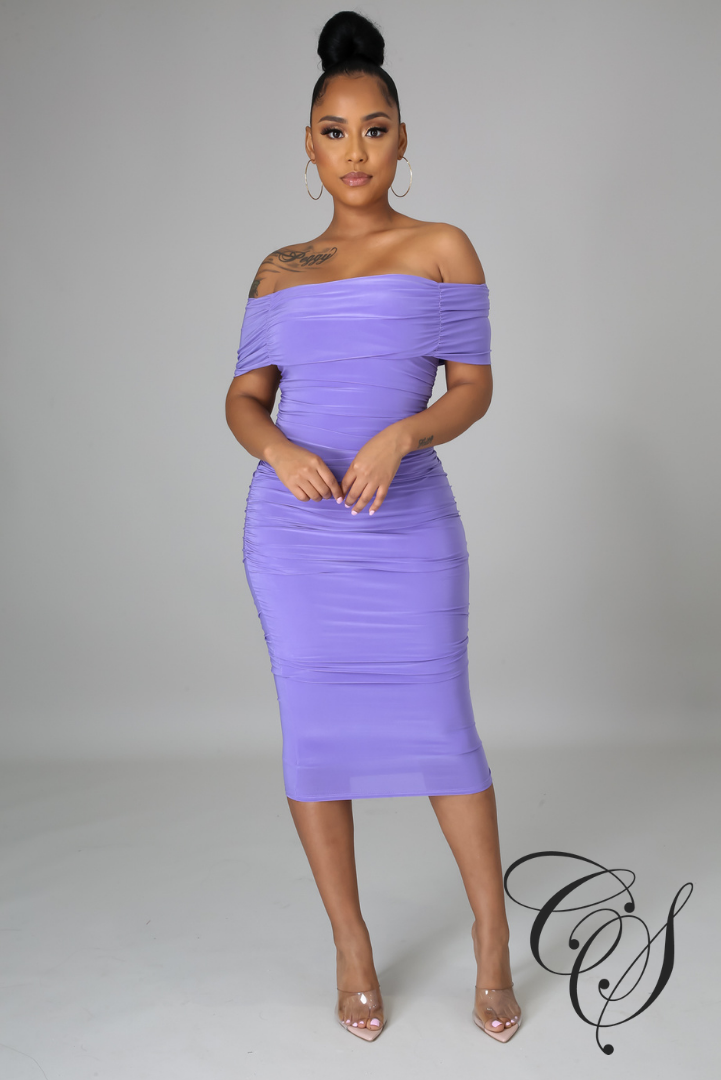 Paris Bardot Ruched Bodycon Dress