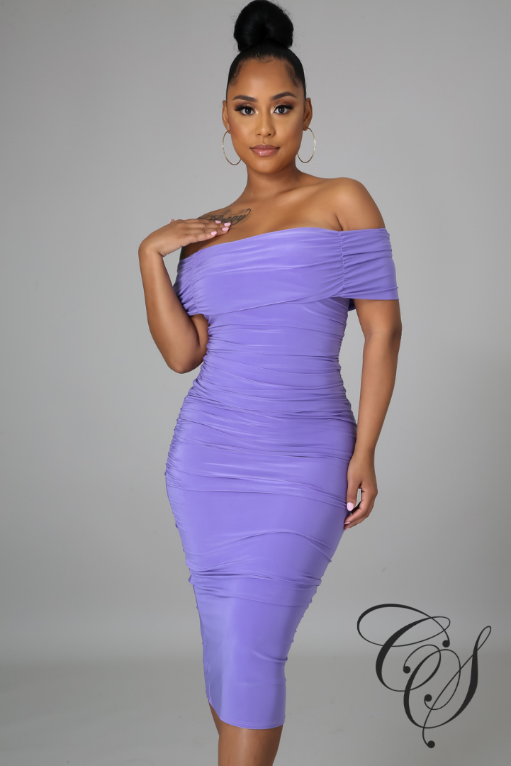 Paris Bardot Ruched Bodycon Dress