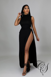 Amalia Mock Neck Double Side Slit Maxi Dress