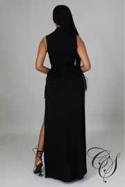 Amalia Mock Neck Double Side Slit Maxi Dress