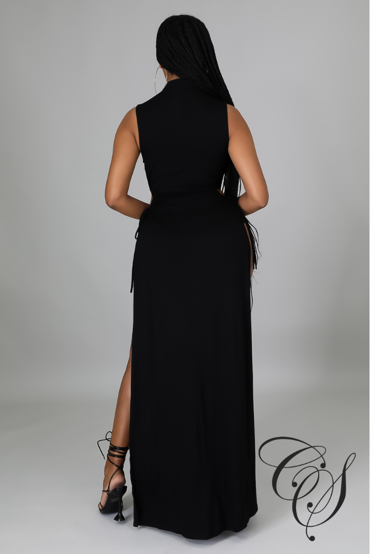 Amalia Mock Neck Double Side Slit Maxi Dress