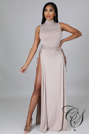 Amalia Mock Neck Double Side Slit Maxi Dress