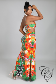 Anderson Floral Print Side Slit Maxi Dress