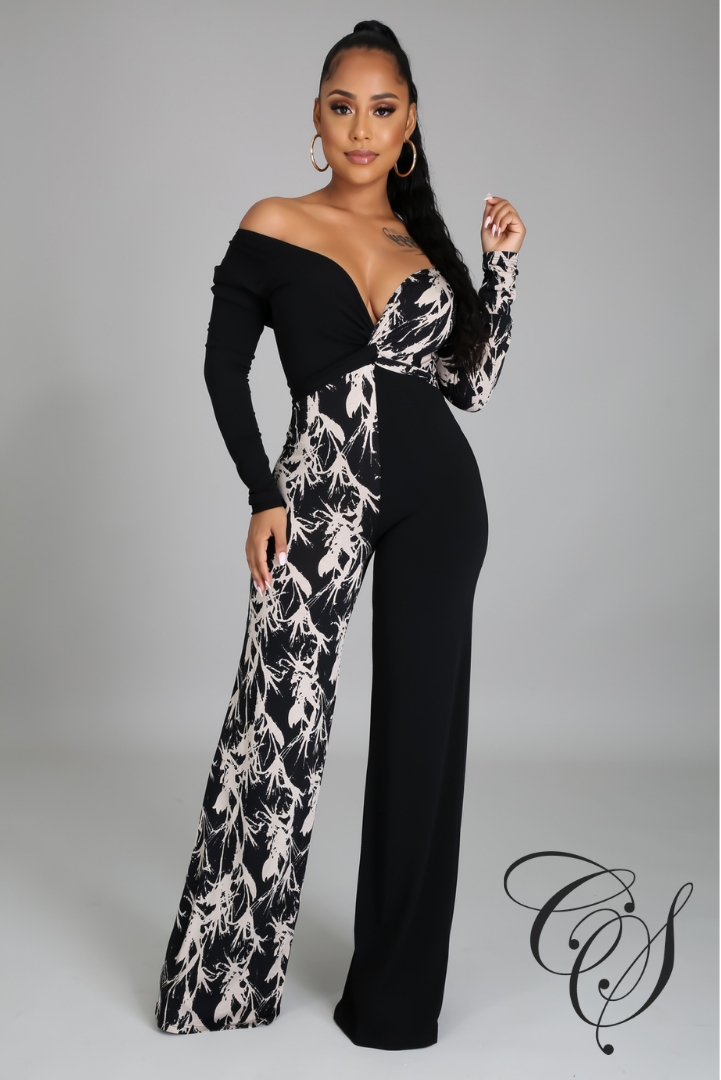 Andra Monochrome Abstract Jumpsuit