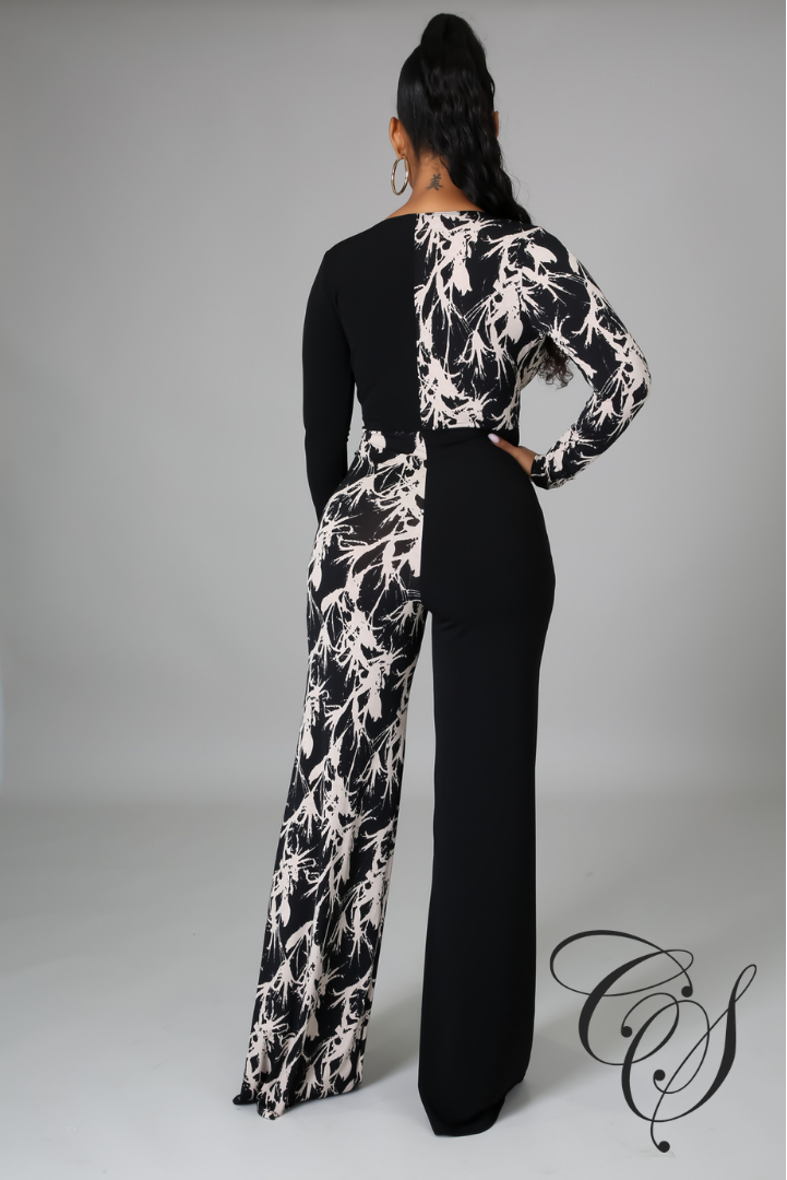 Andra Monochrome Abstract Jumpsuit